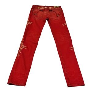 Robin Jeans Men's 34 Red Gold Embroidered Denim Made in USA